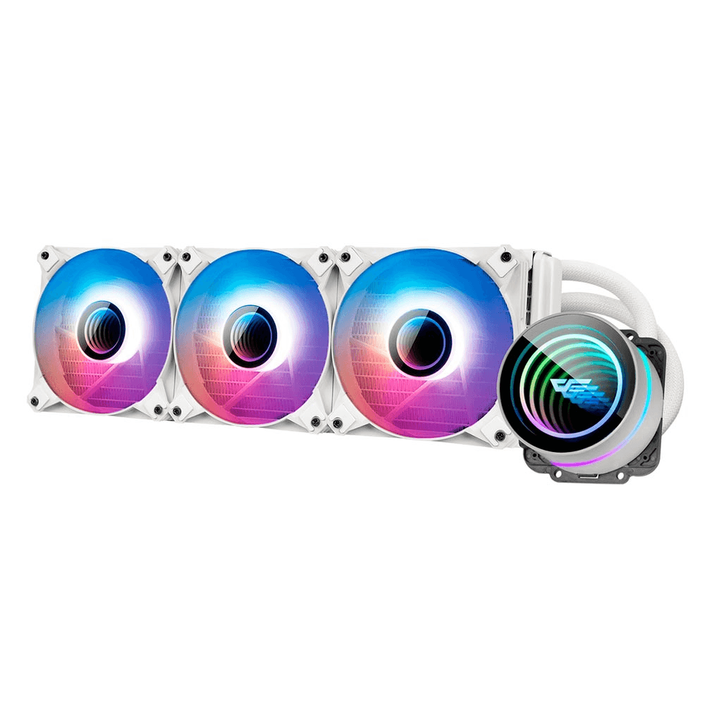 WATER COOLER CPU AIGO DARKFLASH SYMPHONY TR360 LIQUID, ARGB, BRANCO, 360MM, INTEL 775/115X/1200/1366/1700/2011(V3), AMD AM2+/AM3+/AM4/AM5/FM2+